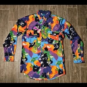 VTG Roper Western Button Shirt Mens Medium Paint Splatter 90s Made In USA NWT